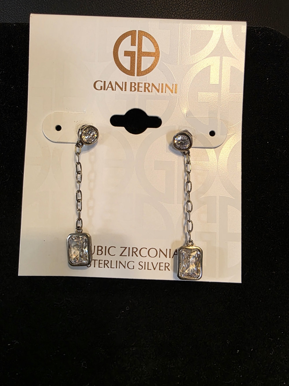 #339 Giani Bernini Sterling Silver Clear CZ Drop Earrings